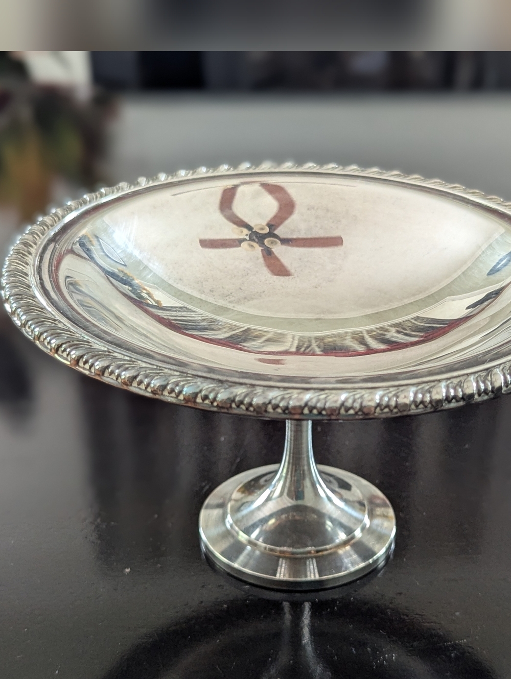 Oneida Silversmiths Silver Plate Footed Pedestal Serving Candy Dish  Vtg small